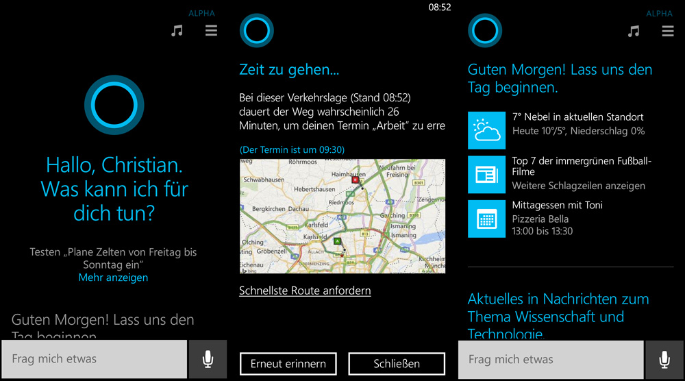 Cortana-Deutsch-Funktionen