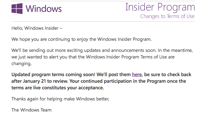 Windows 10 Insider Mail