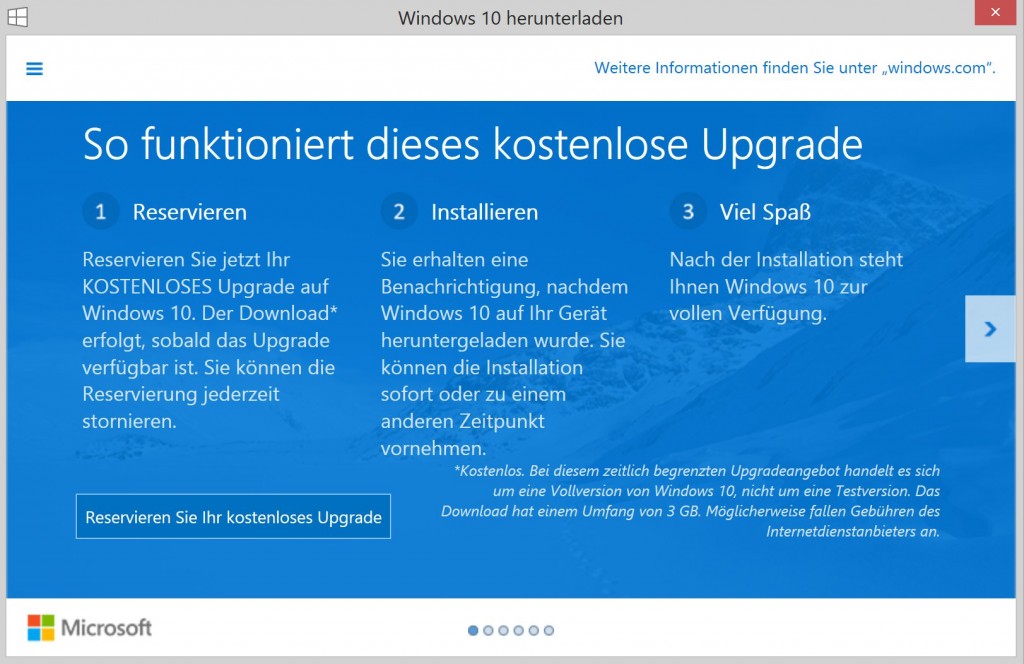 Windows 10 Reservierung