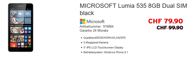 Lumia 535 Dual Sim Black - Interdiscount