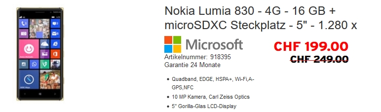 Lumia 830 Gold Interdiscount