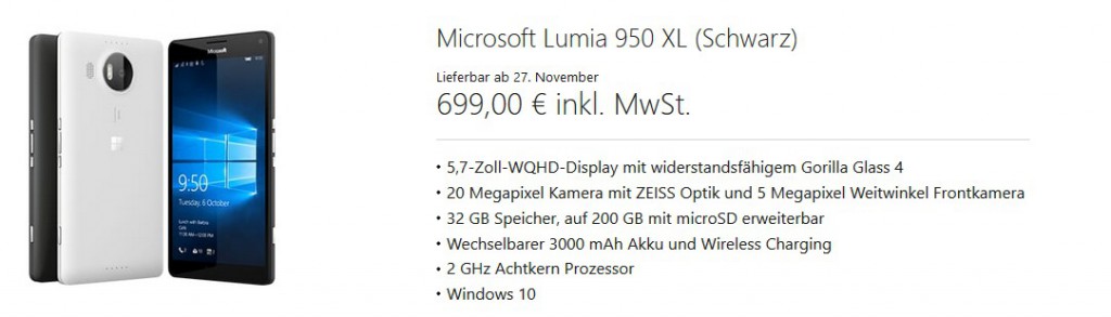 Lumia 950 XL DE Store
