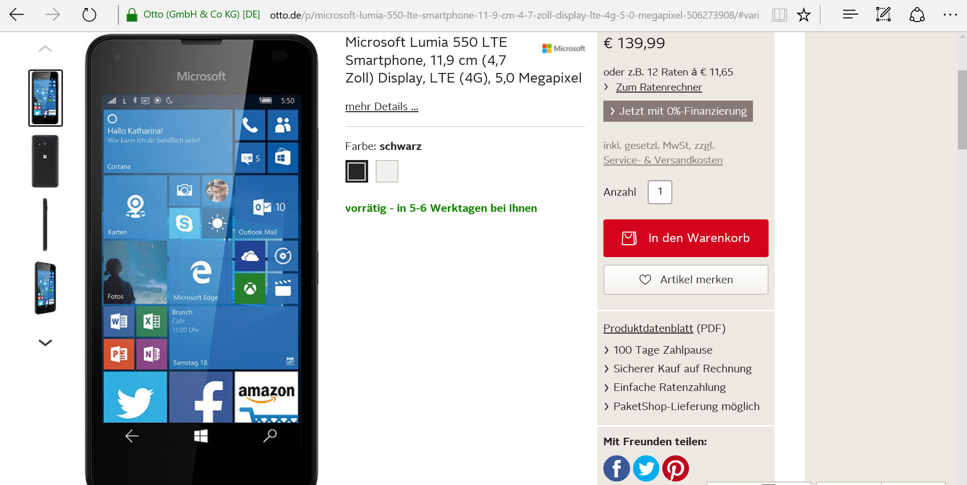 Lumia 550 Otto.de