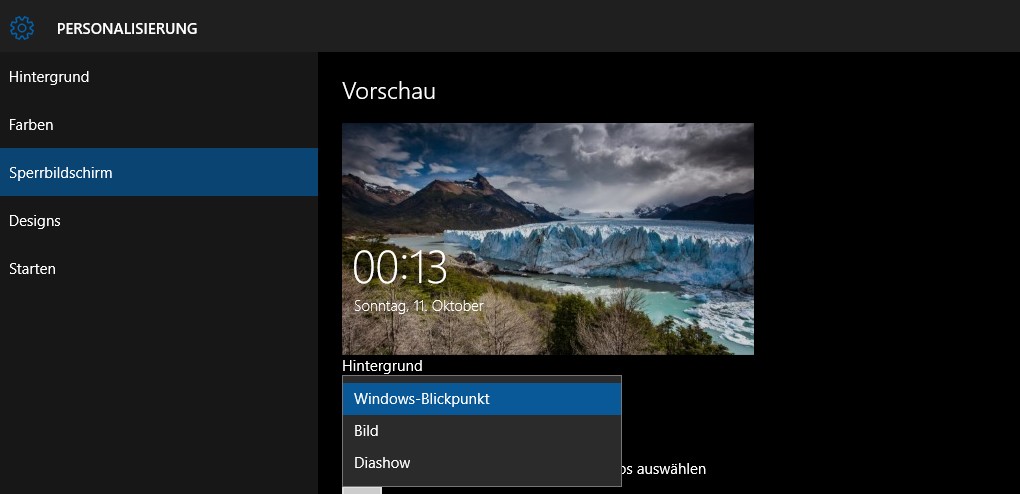 Windows Spotlight Einstellungen