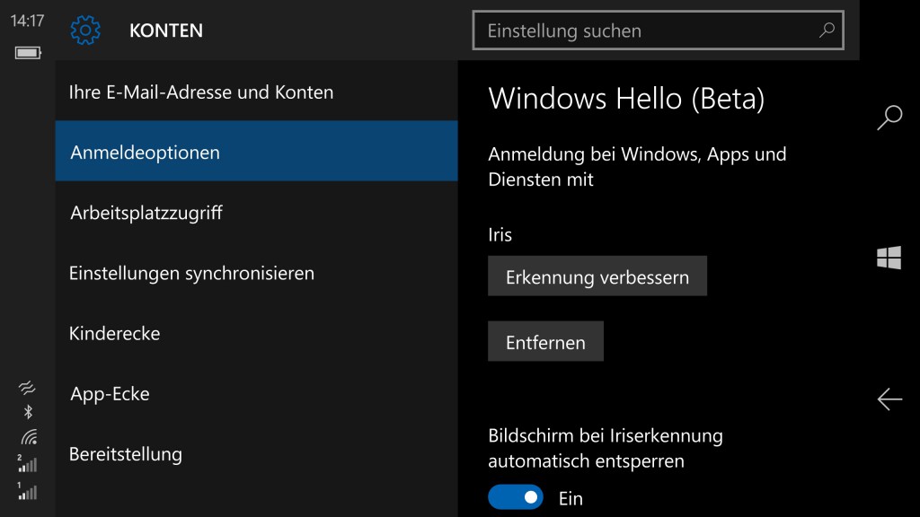 Windows Hello Einstellungen