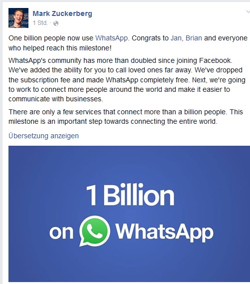 Zuckerberg WhatsApp