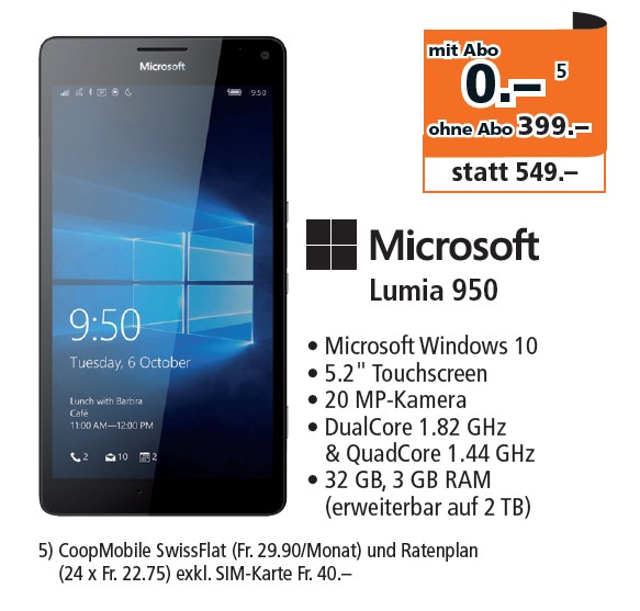 Lumia 950 Fust Schweiz