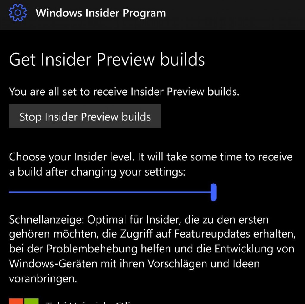 Windows 10 Mobile Insider Programm