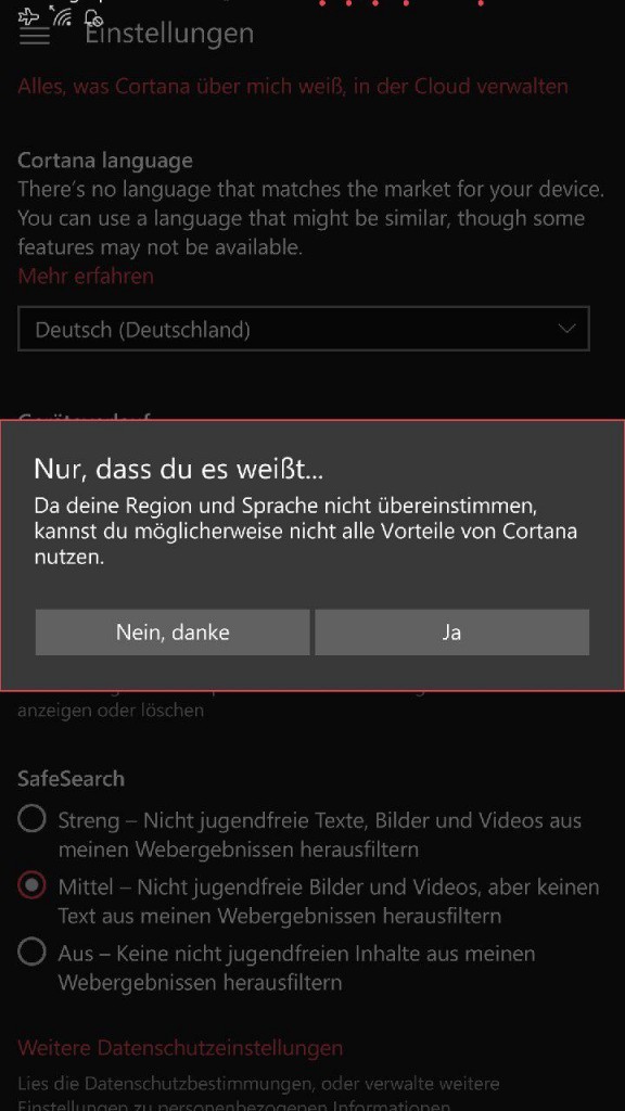 Cortana Windows 10 Mobile Österreich und Schweiz (5)