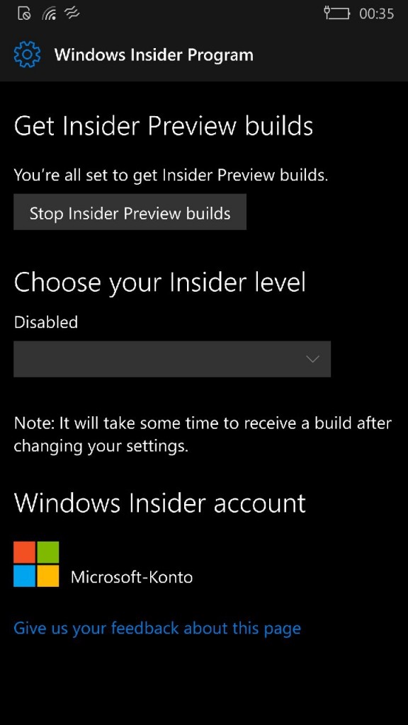 Windows Insider Build Phone