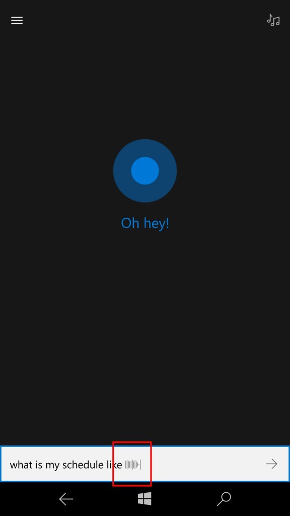 Cortana hört zu Symbol