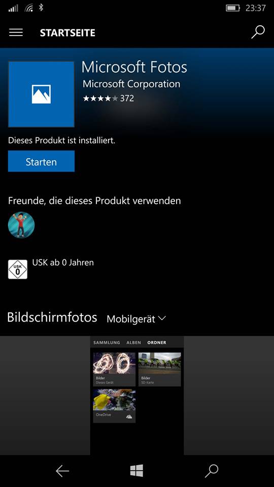 Windows Store zeigt xbox live