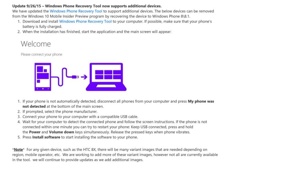 Windows device recovery tool не видит телефон