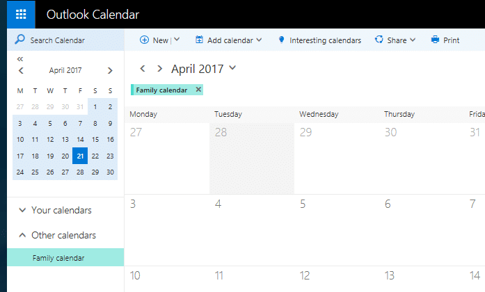 Microsoft Familienkalender
