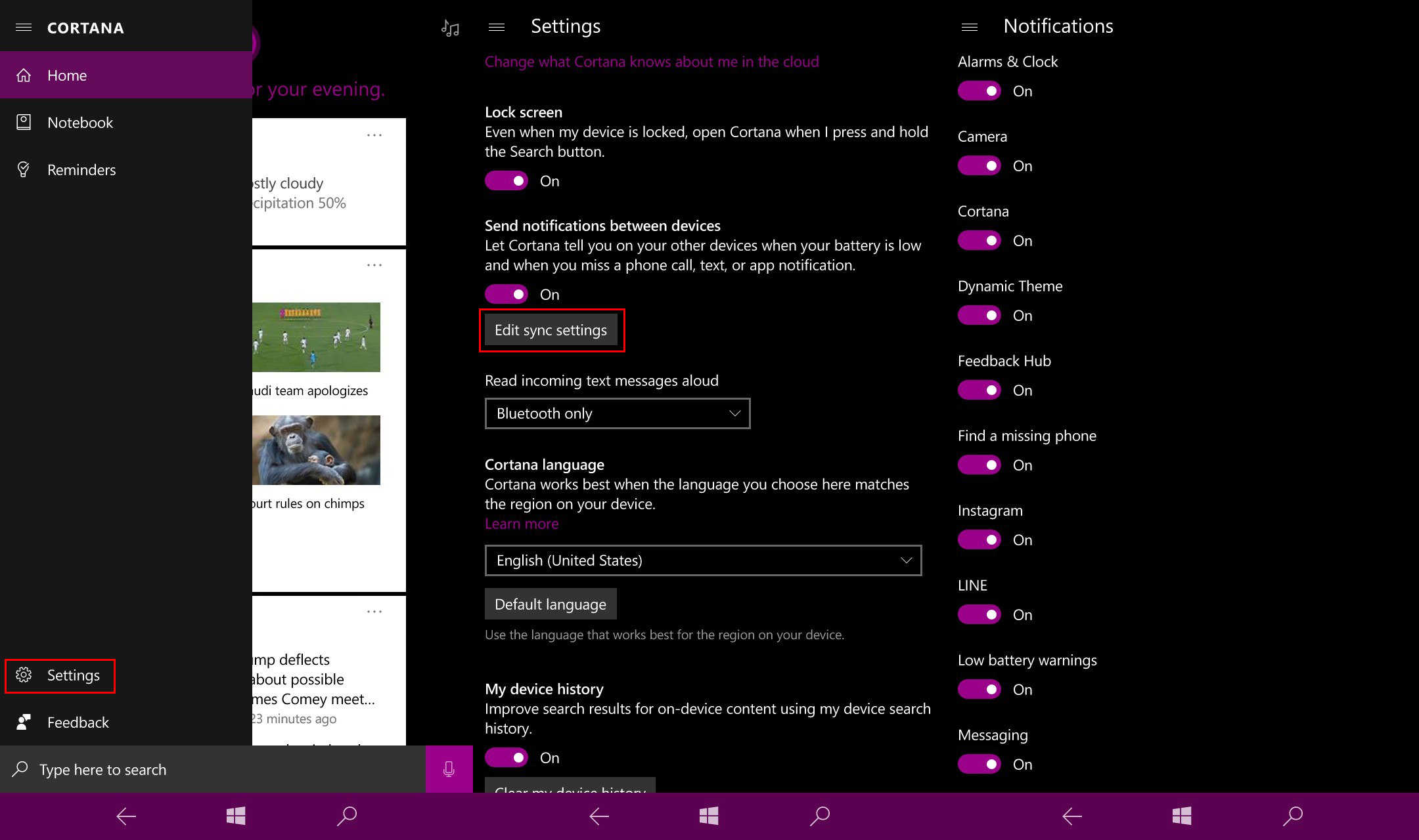 Synchronisierung von Benachrichtigungen auf Windows 10 Mobile einrichten