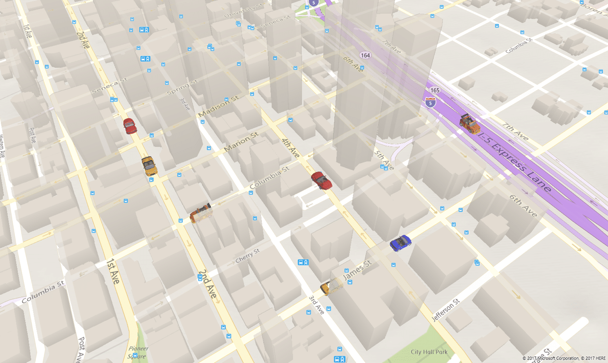 3D Modell Karte mit Autos auf Straßen