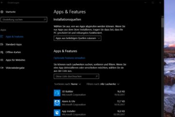Apps & Features Windows 10