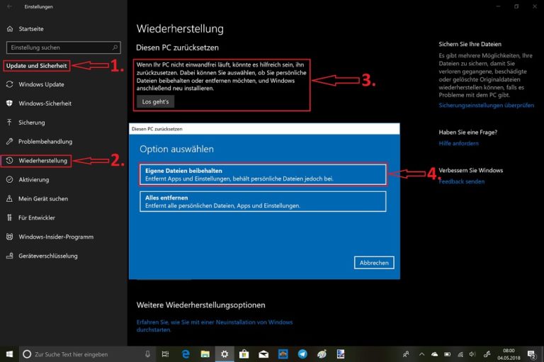 Windows 10 auf dem PC auffrischen, ohne die persönlichen Dateien zu verlieren WindowsUnited