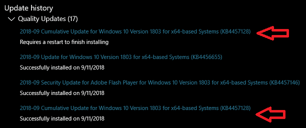KB4457128 windows 10 updateprobleme
