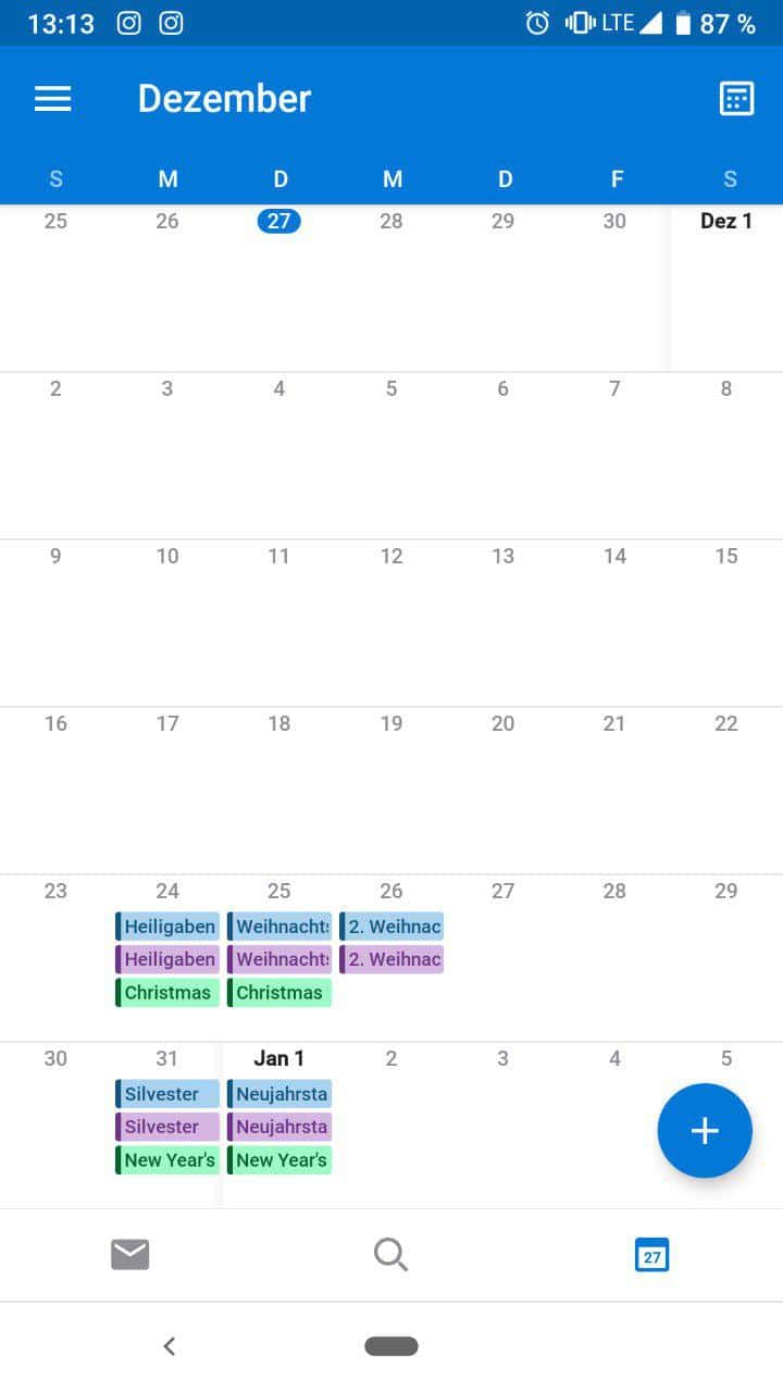 Outlook Android Monatsübersicht Kalender