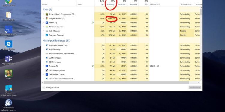 Windows 10 RAM Speicher