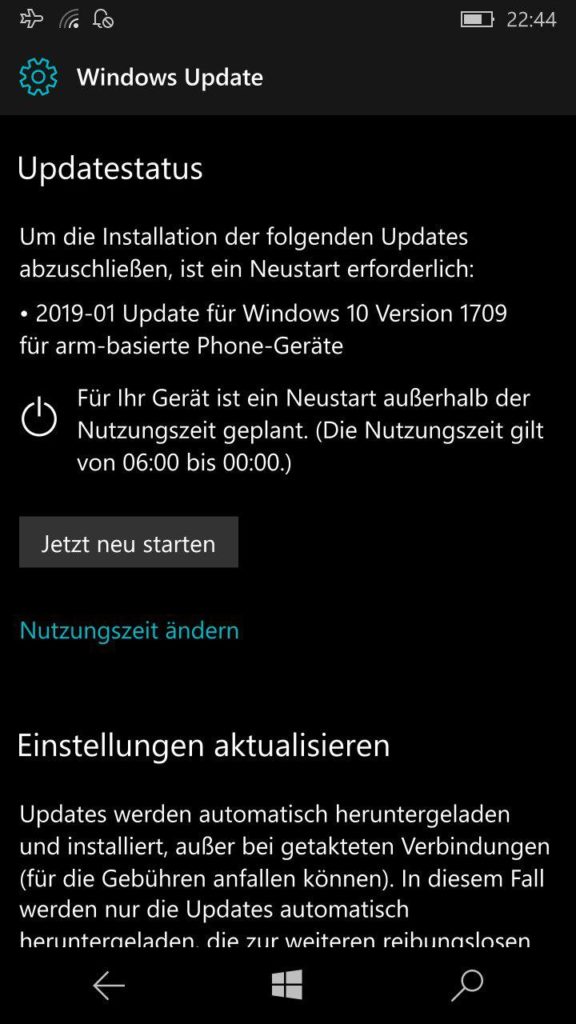 Windows 10 Mobile Januar 2018 Update