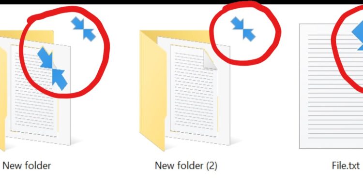 Windows 10 blaue pfeile kompression