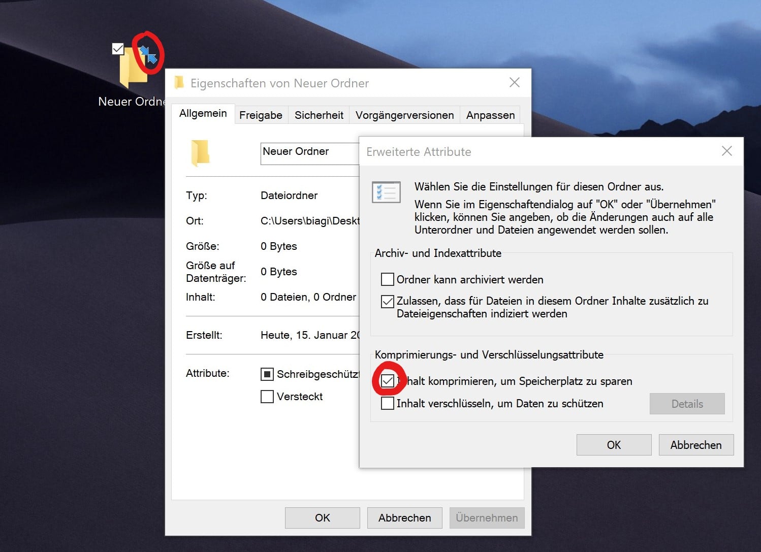 Windows 10 zwei blaue Pfeile