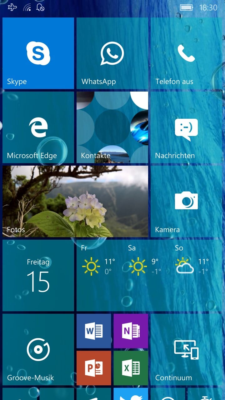 Windows Mobile Startbildschirm