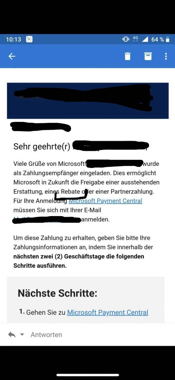 Fake Microsoft Email