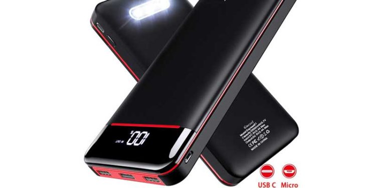 Blitzdeal: Powerbank mit fetten 25000mAh, LED-Anzeige, 3-fach USB und USB-C