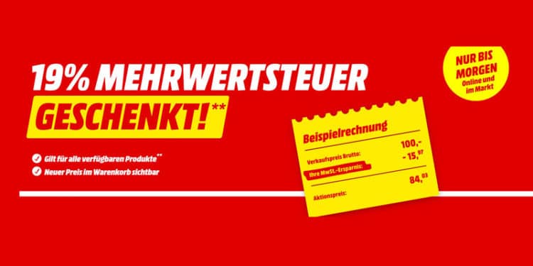 MediaMarkt Mehrwertsteuer geschenkt