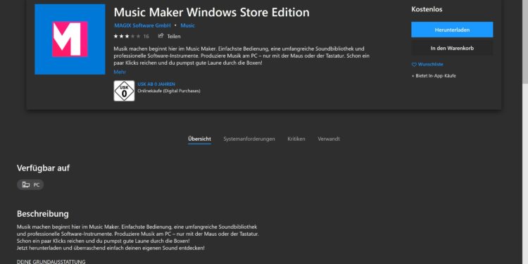 Music Maker: Premium Variante der Store Version lässt sich übertragen