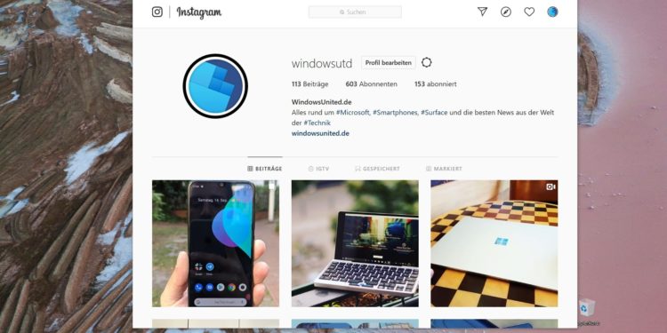 Instagram PWA Windows 10