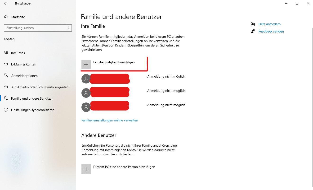 Windows 10 Kinderkonto anlegen Anleitung