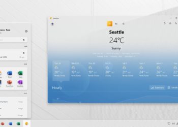 Windows 10 – Konzept zeigt Taskleiste im Fluent Design