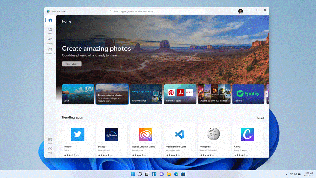 Startseite des Windows 11 Stores